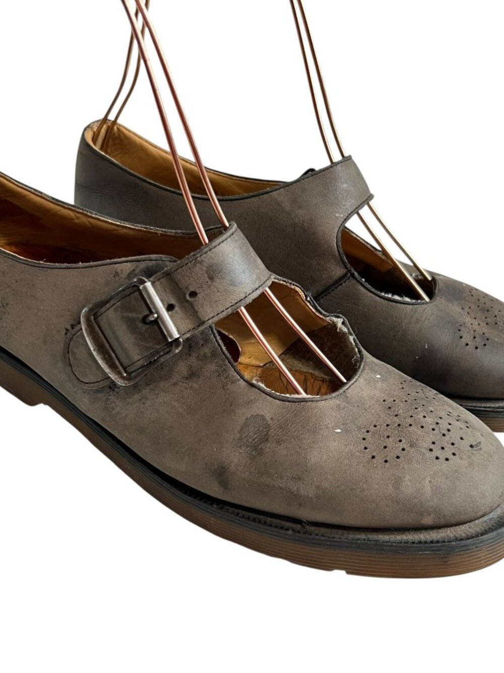 Vintage Dr Martens mary jane shoes taupe gray leather US womens 9 UK 7 flats